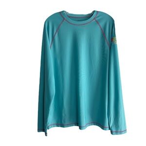 🌺CROWN & IVY Men’s Cabana 50+ UPF Rashguard Shirt in Teal Size Medium -- NWT🌺